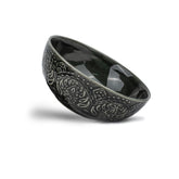 Ceramic Carving Large Serving Bowls Set Of 1 Pc - 1200ml, Black Carving | Premium Ceramic Bowls - Large Size | Microwave Safe Bowls - Bowl Sets With Glossy Finish | Ceramic Bowl